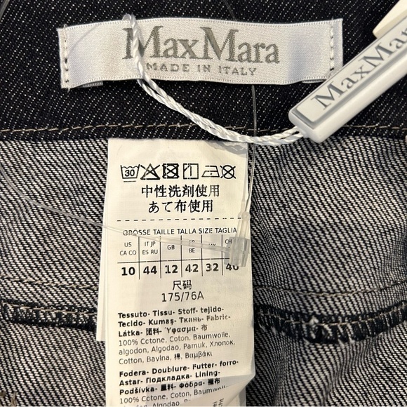 NWT MAX MARA Blue Giubba Denim Miniskirt with Logo Patch - Picture 13 of 16